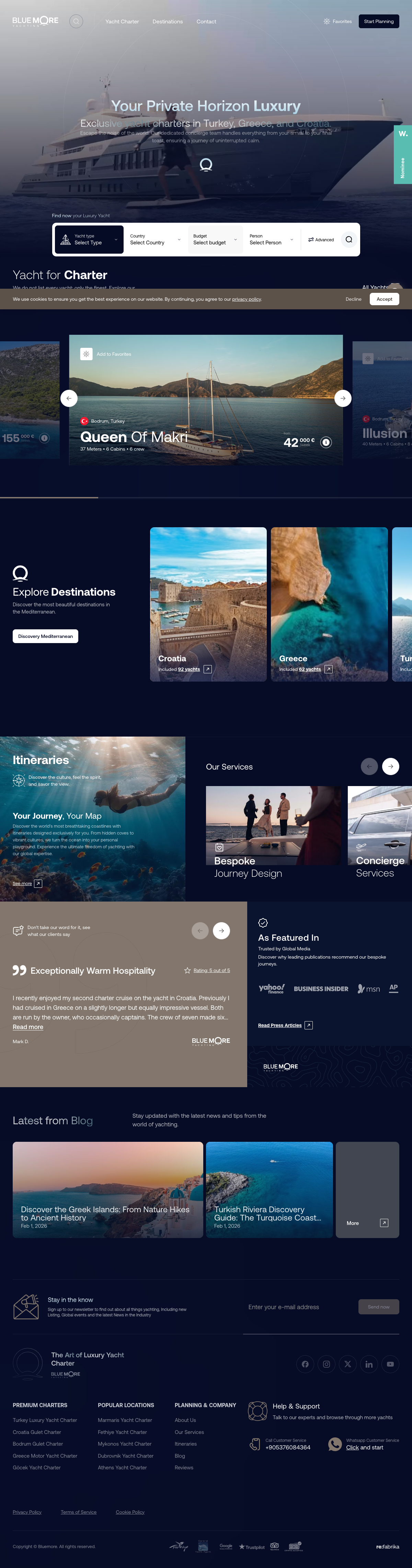 Bluemore Yachting 首页预览