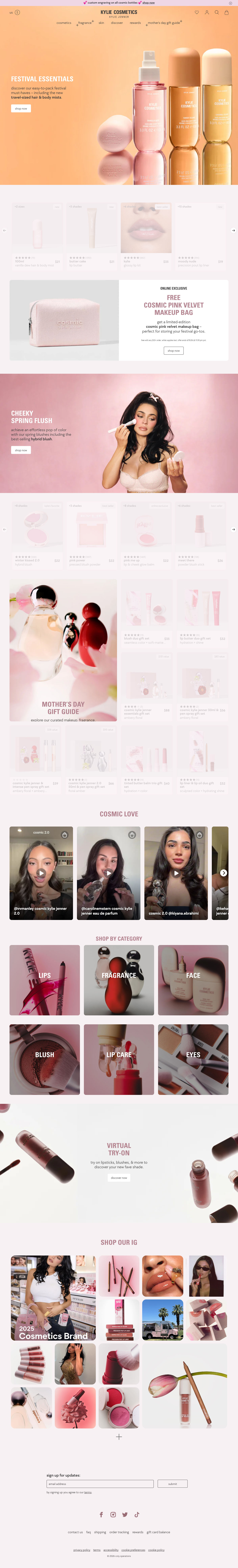 Kylie Cosmetics 首页预览