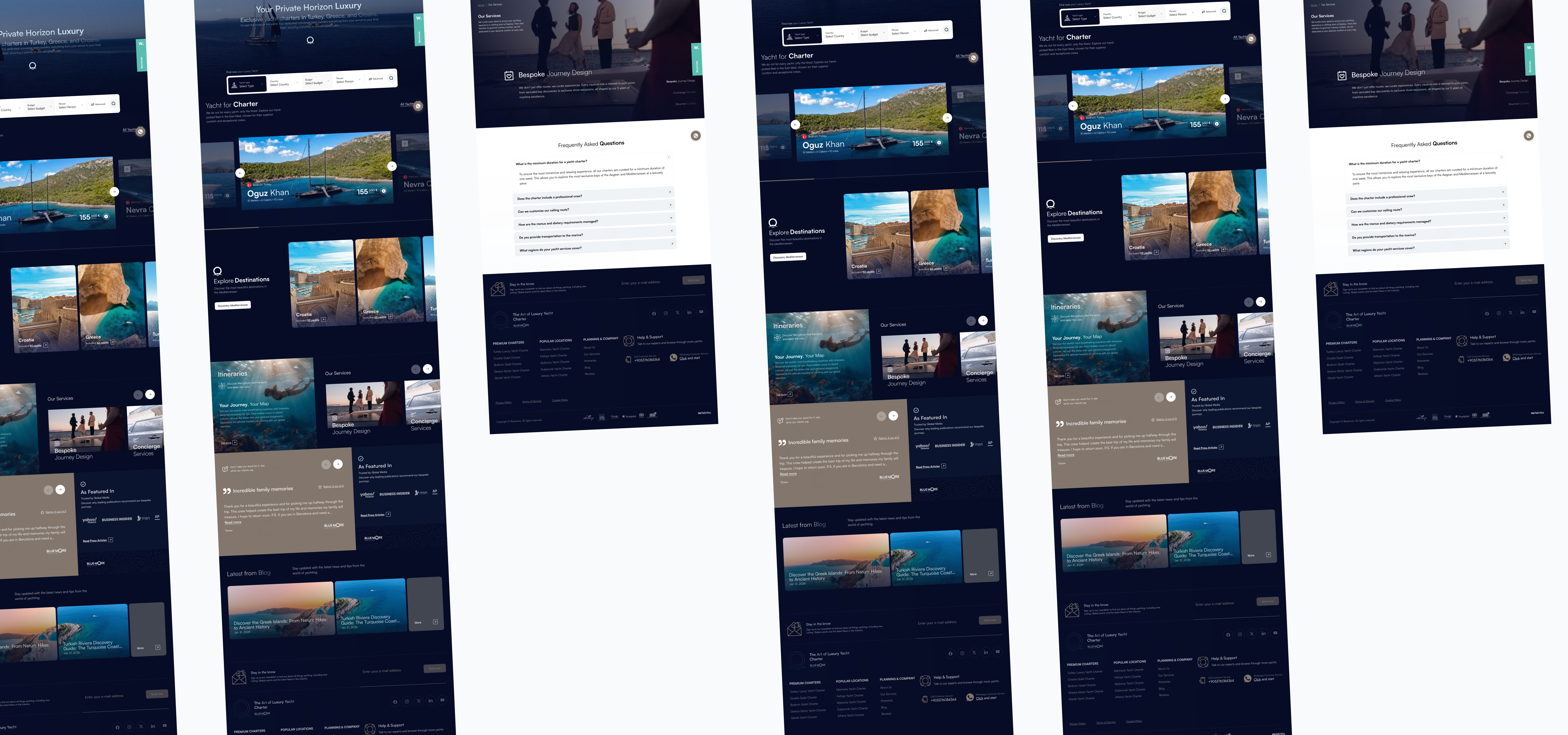 Bluemore Yachting desktop page mosaic