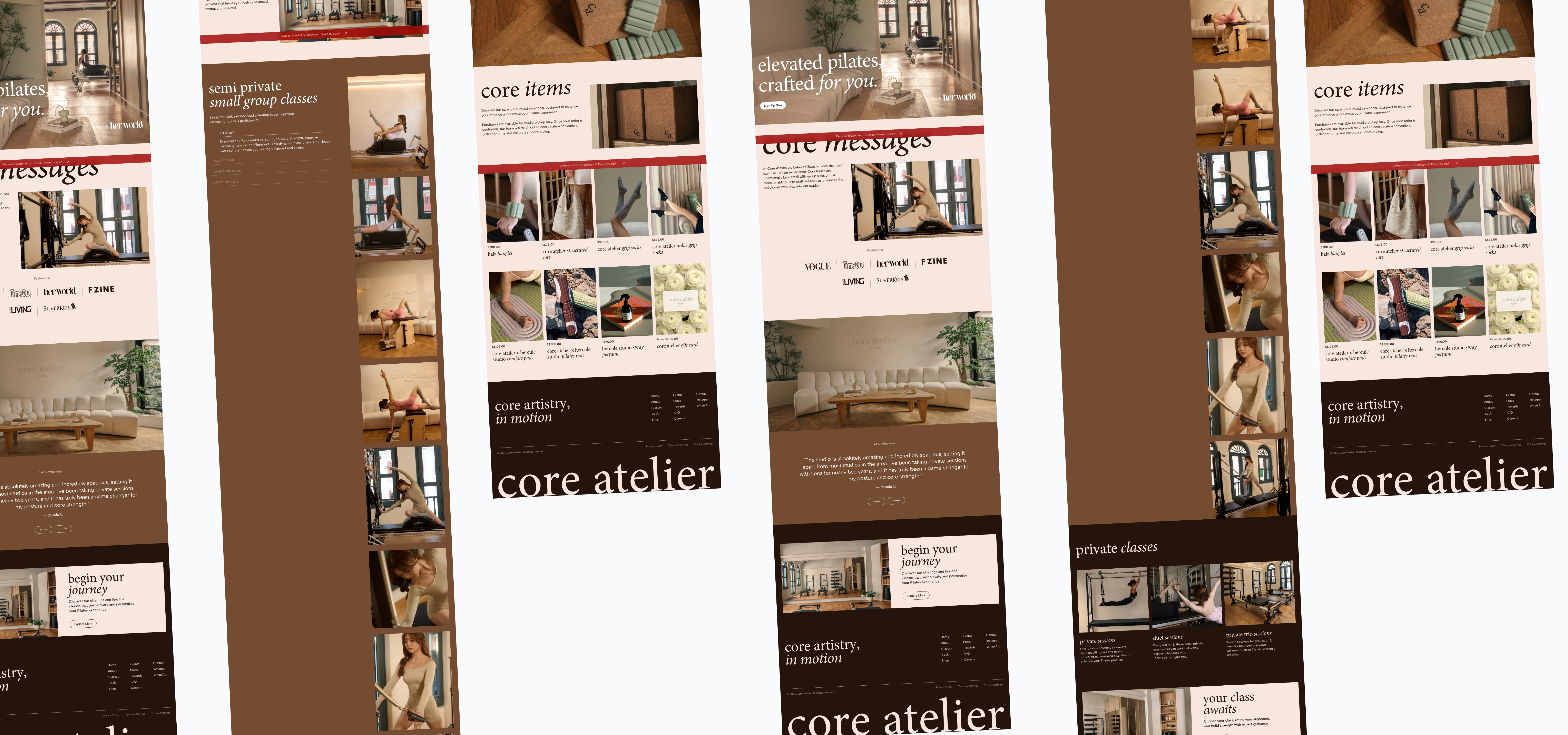 Core Atelier Pilates desktop page mosaic