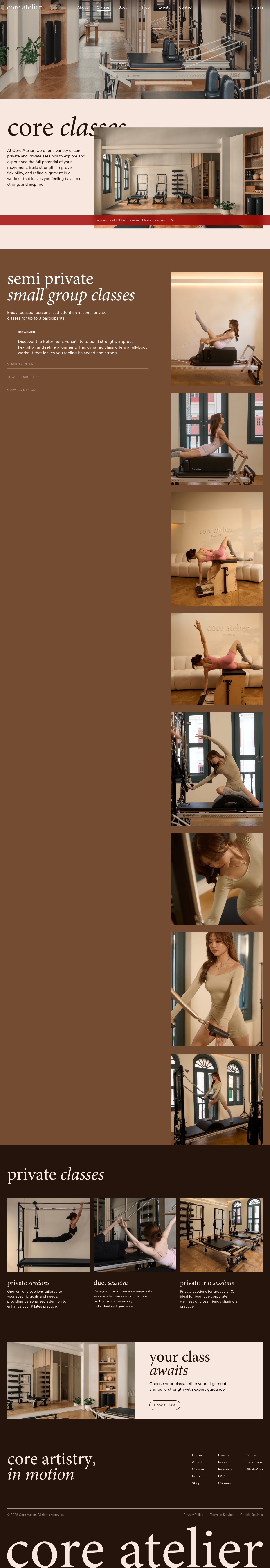 Core Atelier Pilates Classes PC